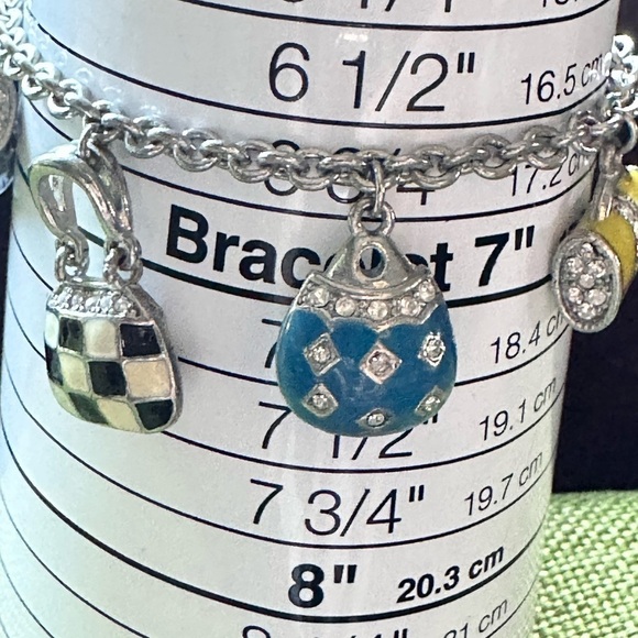 PD Premier Designs Jewelry 5 Charm Bracelet 6.75 Multi Purse Handbag Theme 4139 - Picture 4 of 10